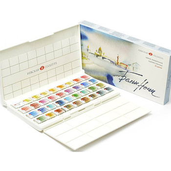 White nights 36 pcs of watercolor paints in a plastic case