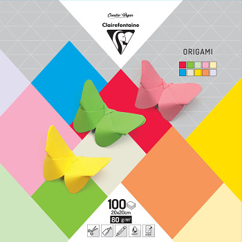 Papíry na origami Clairefontaine 20x20cm, 100ks – Mix